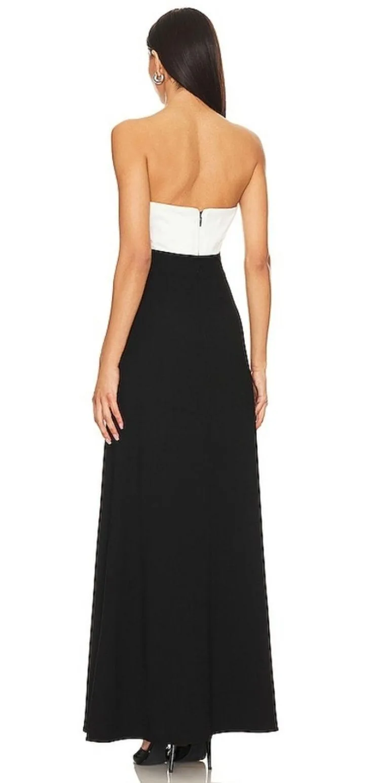 Lovers and Friends Anais Strapless Gown in Black & White Small - Image 2