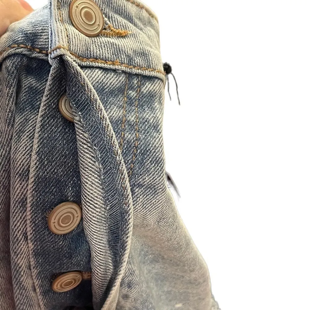 NOBO New Light Wash Super Hi Rise Relaxed Fit 90s Distressed Denim Blue Jeans - Image 5