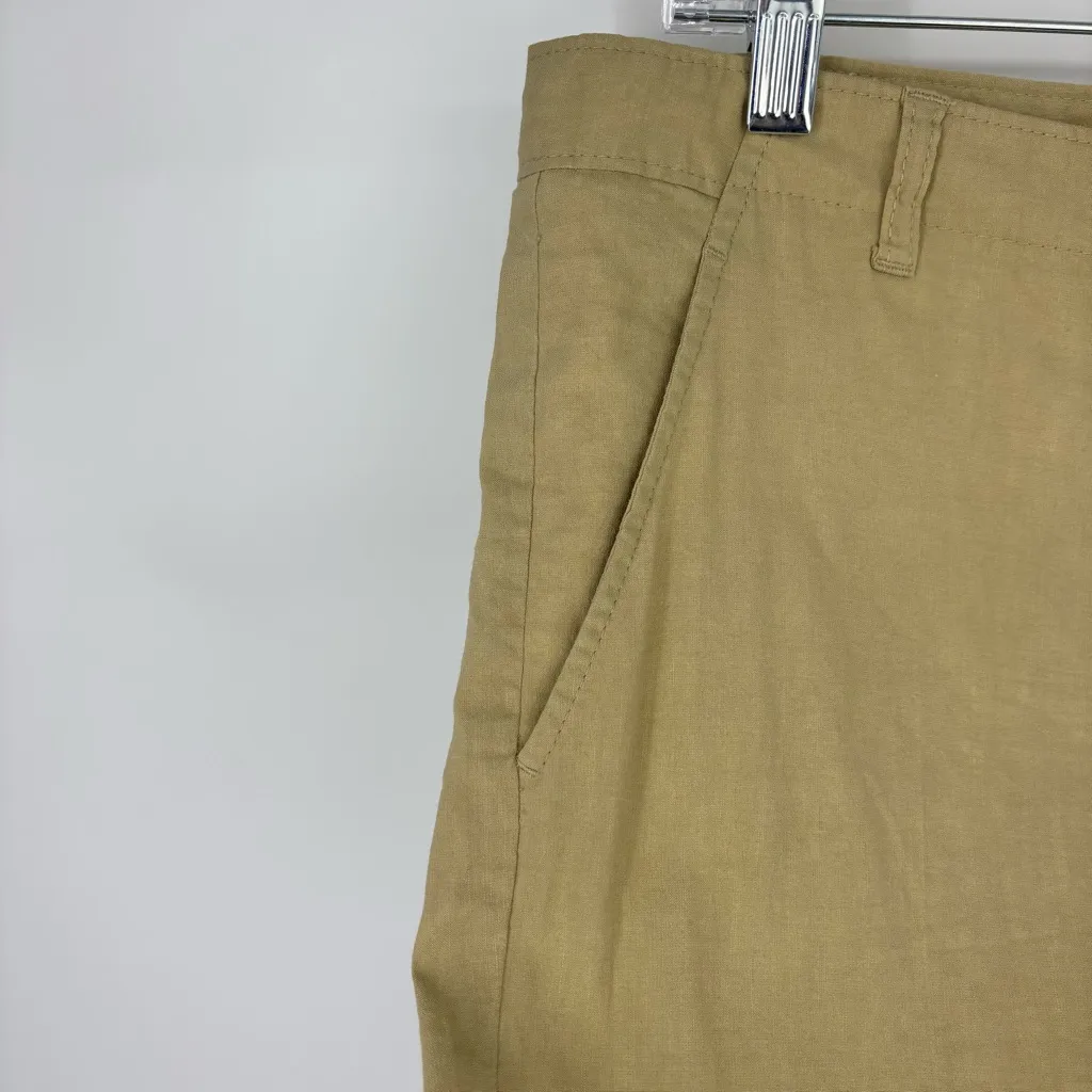 Theory Linen Pants Size 8 Khaki Wide Leg Valens - Image 5