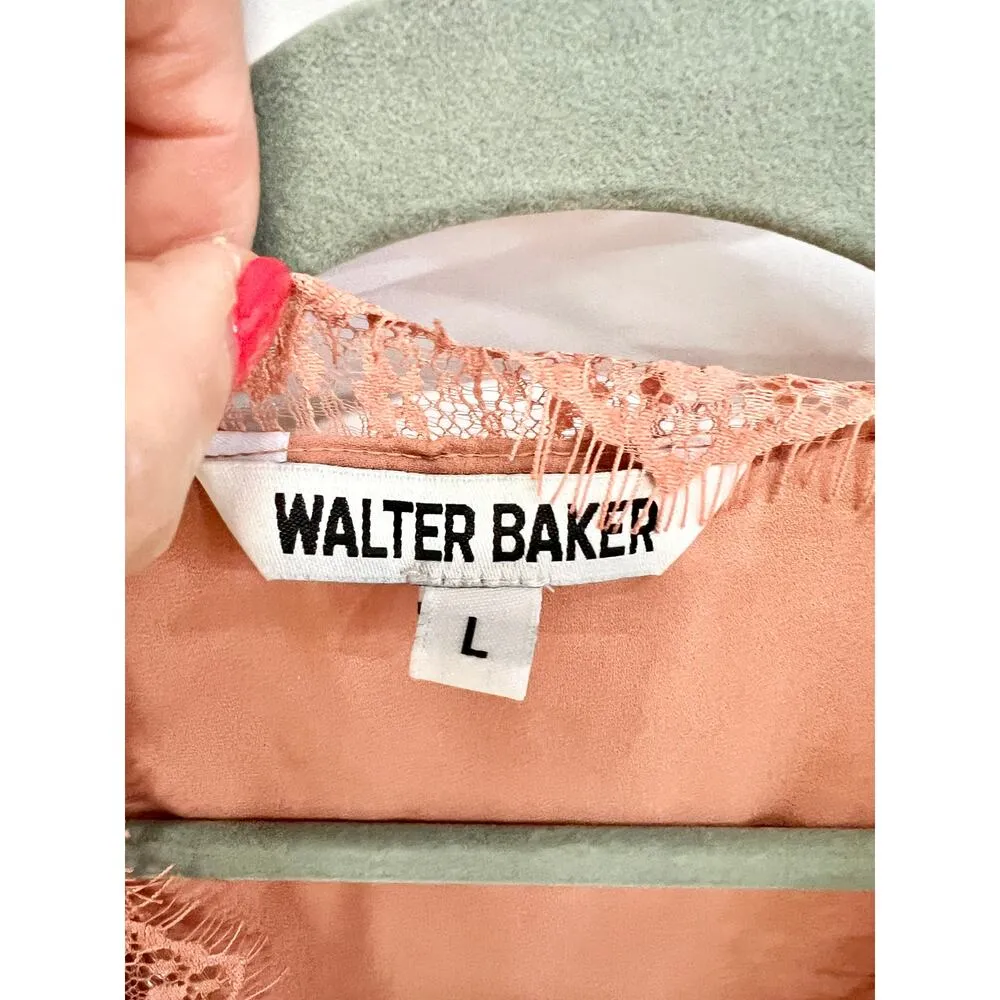 Walter Baker Carole Empire Waist Ruffle Sleeve Hi-Low Blouse Blush white Women L - Image 6