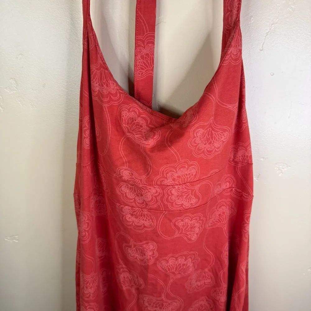 Patagonia Vintage Medium Womens Margot Halter Dress Athletic Orange‎ Red Floral - Image 2