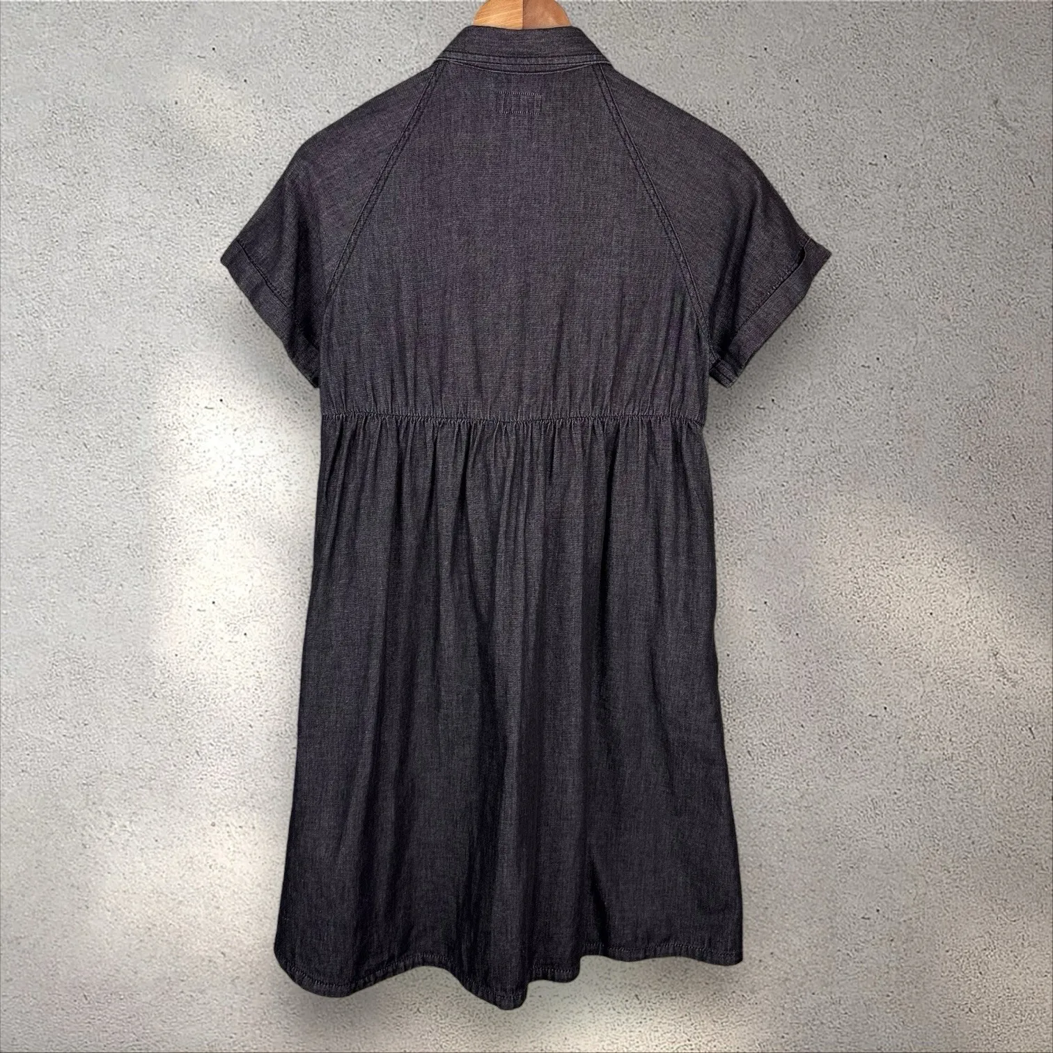 Pact Chambray Mini Shirt Dress Women's XS Western Cowgirl Organic Festival - Image 5