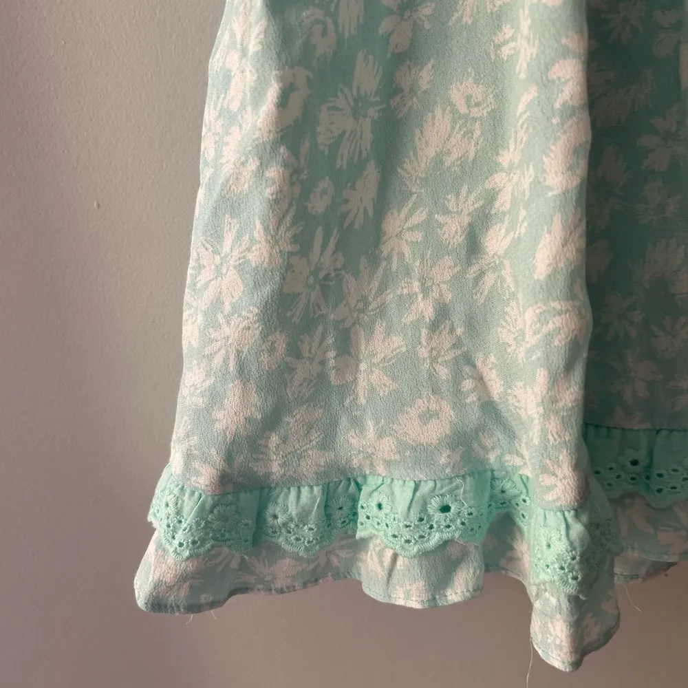 Sky to Moon Dainty Floral Ruffle Mini Dress Sz S White - Image 6