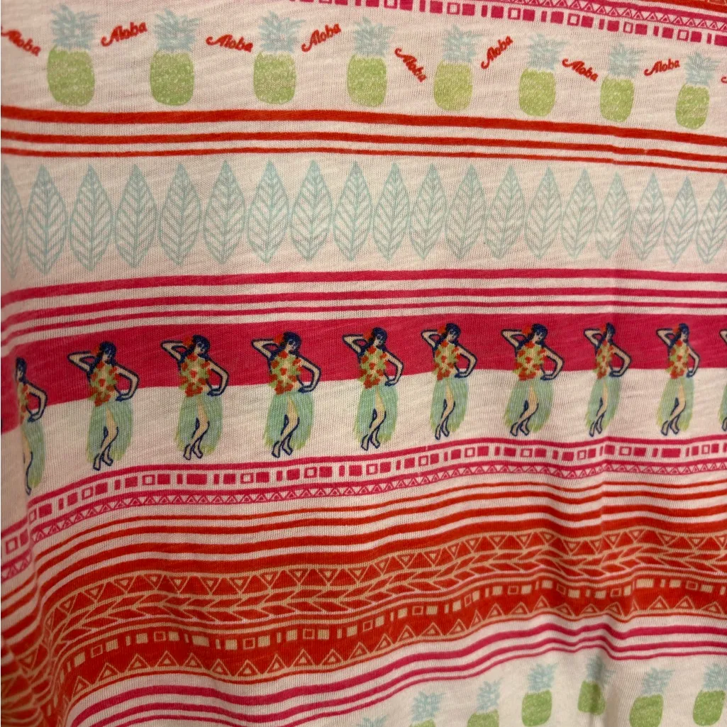 Aeropostale Red Striped Crop Top Boxy Fit Hula Girl Graphic Tee Retro Small - Image 4