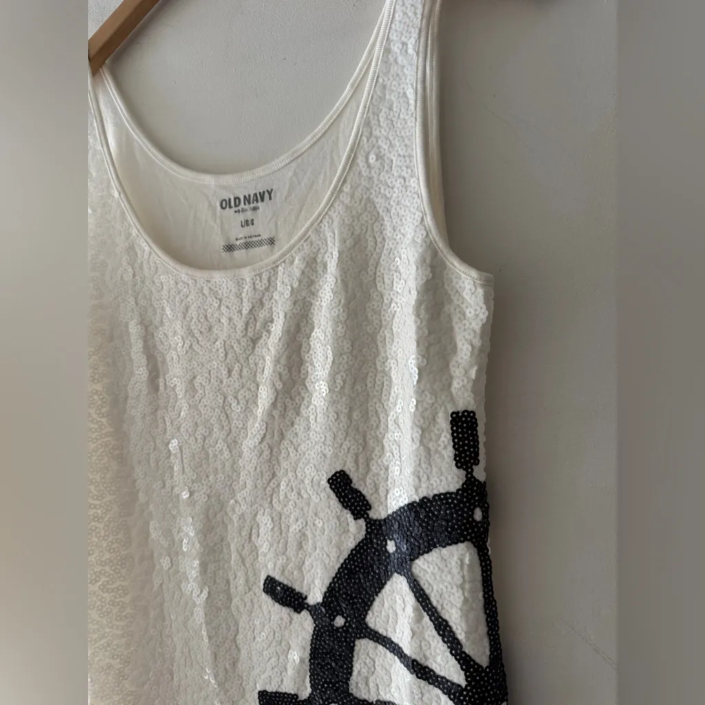 Old Navy  Nautical Ship Wheel Sequin Tank Top - Image 3