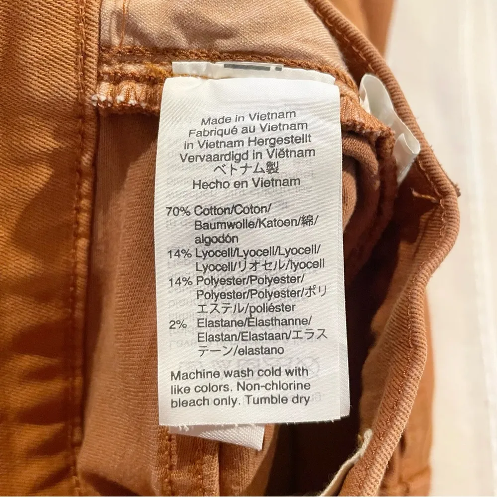 9" Mid Rise Skinny Jeans: Garment Dyed Button Front Burnt Sienna 25 - Image 9