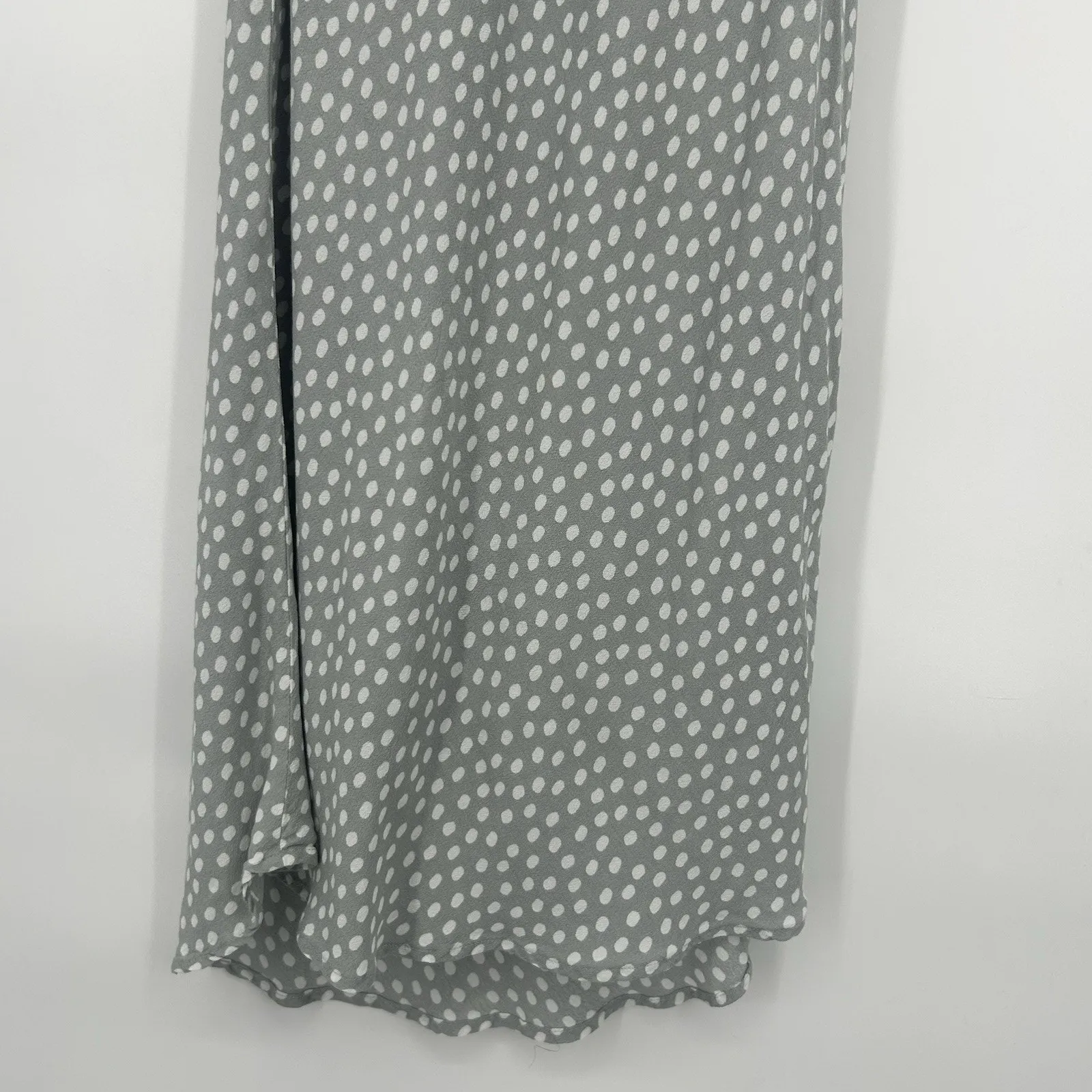 Abercrombie & Fitch Midi Slip Dress Green White Polka Dot Sleeveless Size S - Image 4