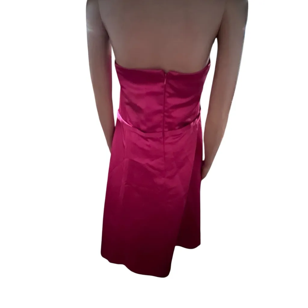 Vtg Y2K Michaelangelo Strapless Fit & Flare Dress Boning Tulle Lined Fuchsia 22 - Image 2