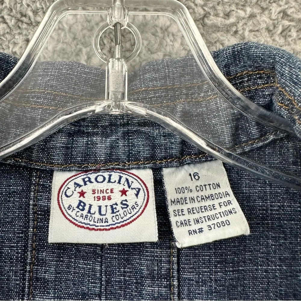 Vtg Carolina Blues Sleeveless Button Front Denim Jean Midi Dress Y2K Western W16 - Image 6