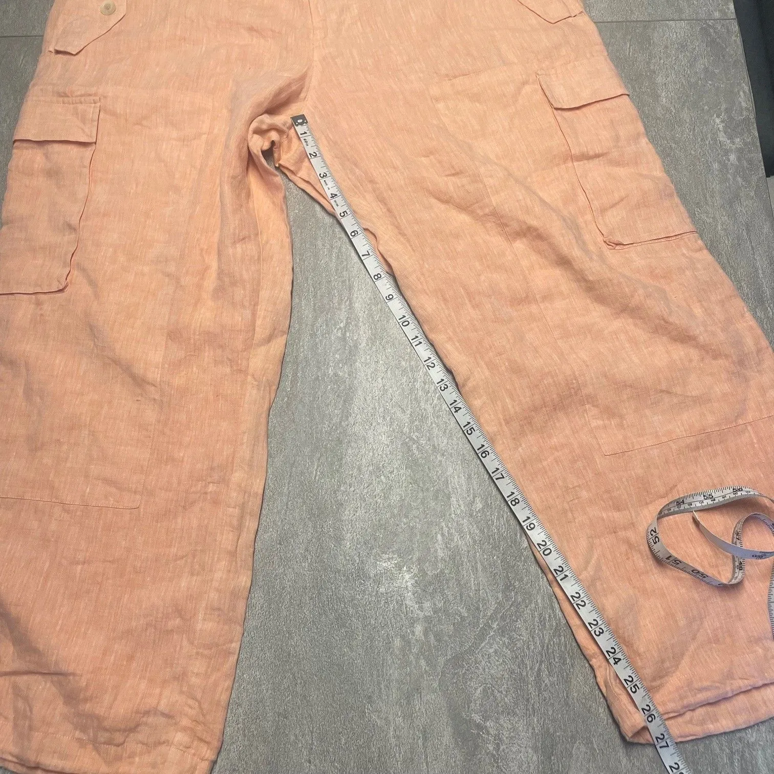 Lauren Ralph Lauren 18W Tangerine 100% Linen Cargo Pockets Beachy Coastal Comfy Orange - Image 5