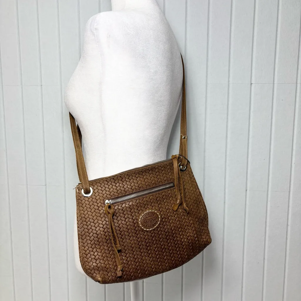 Roots Brown leather Woven crossbody Bag‎ - Image 11
