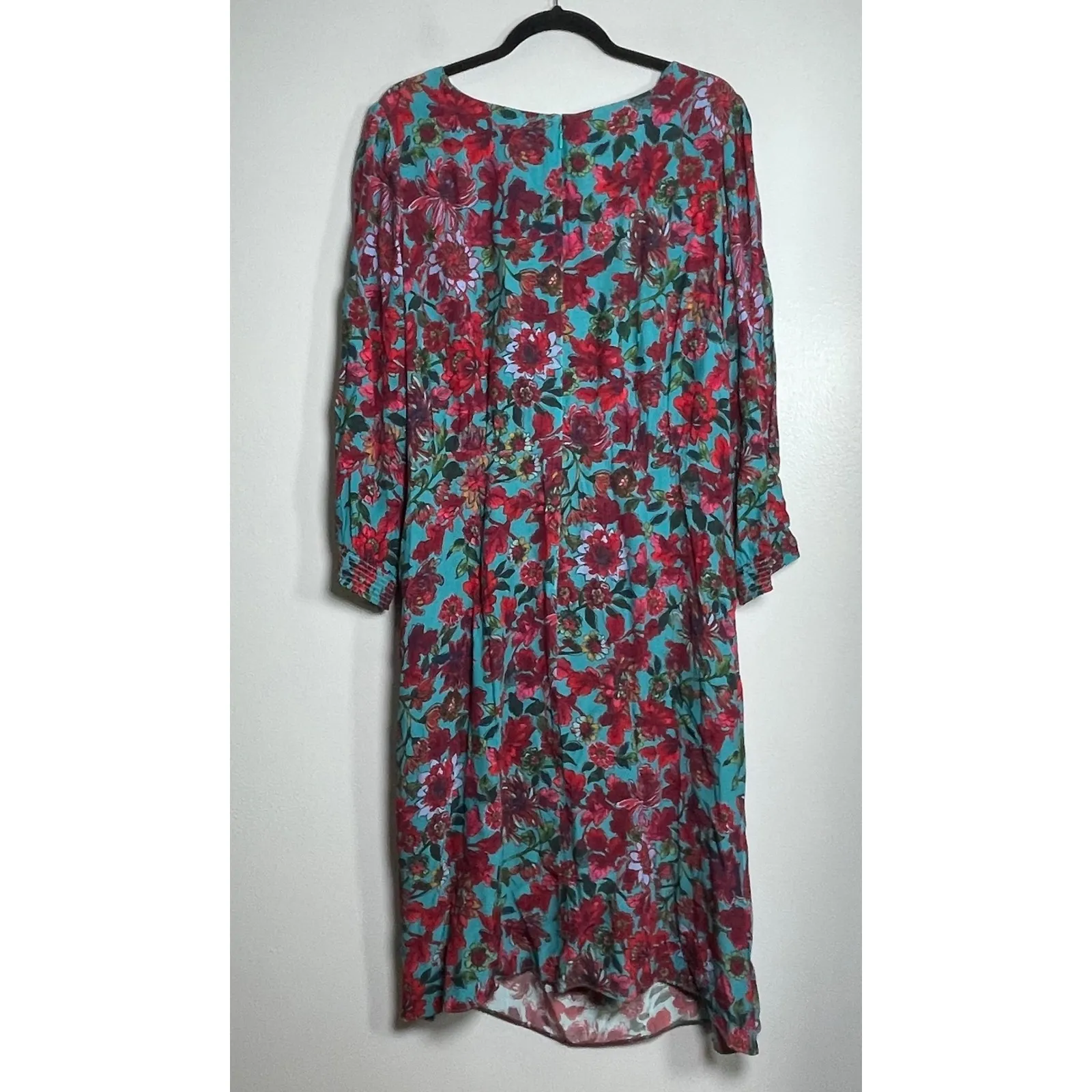 TALBOTS Floral Print Midi Wrap Dress Petite Plus Size 20WP Turquoise NEW Casual - Image 6