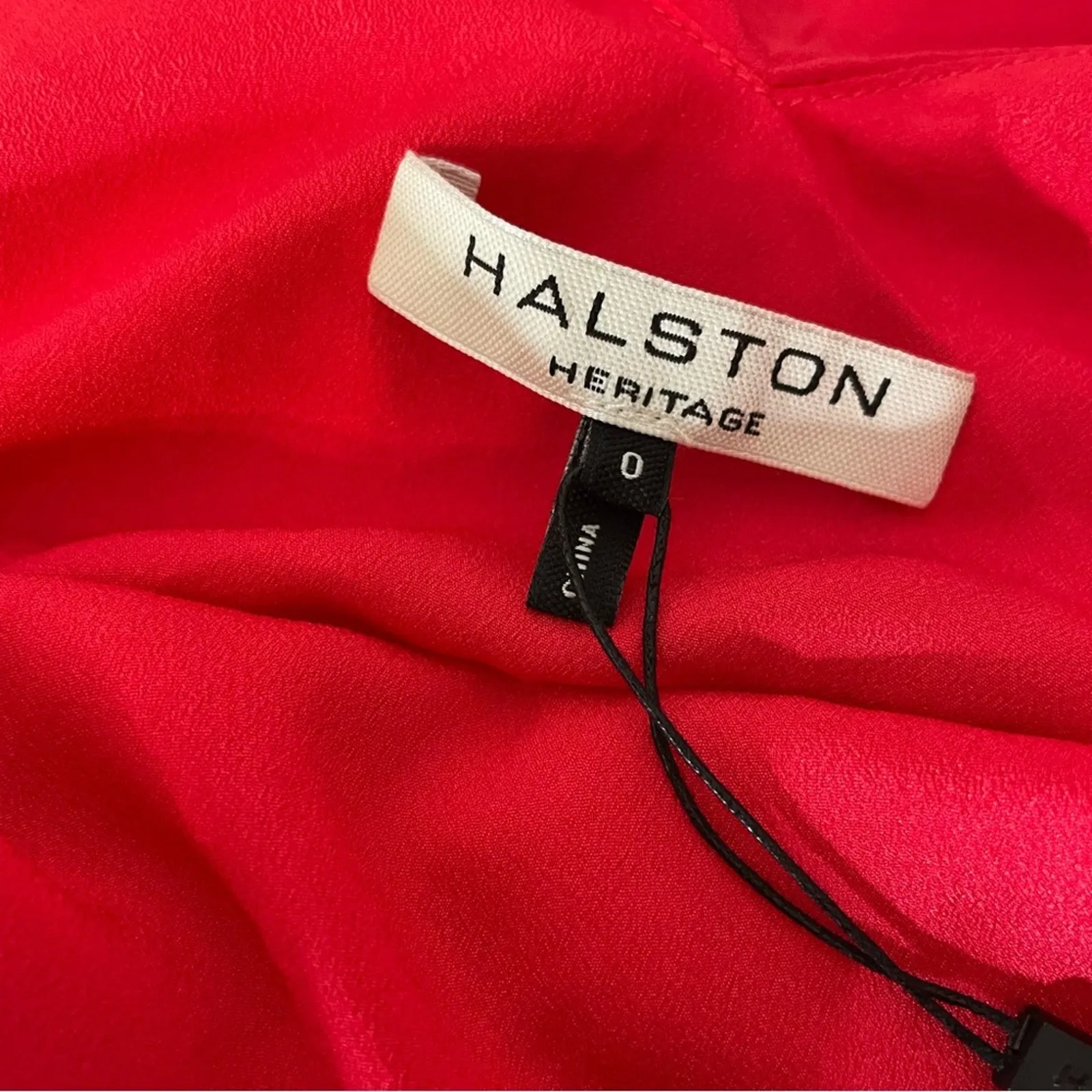 HALSTON HERITAGE One-Sleeve Cowl-Back Maxi Dress Rose Red Women’s Sz 0 - Image 5