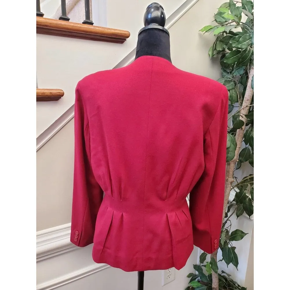 VTG Evan-Picone Women's Pink Polyester Long Sleeve Single Breasted Jacket Blazer - Image 7