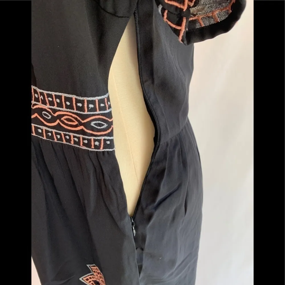 Ella Moon Global‎ Inspired Black Embroidered Geometric Dress With Pockets Size M - Image 7