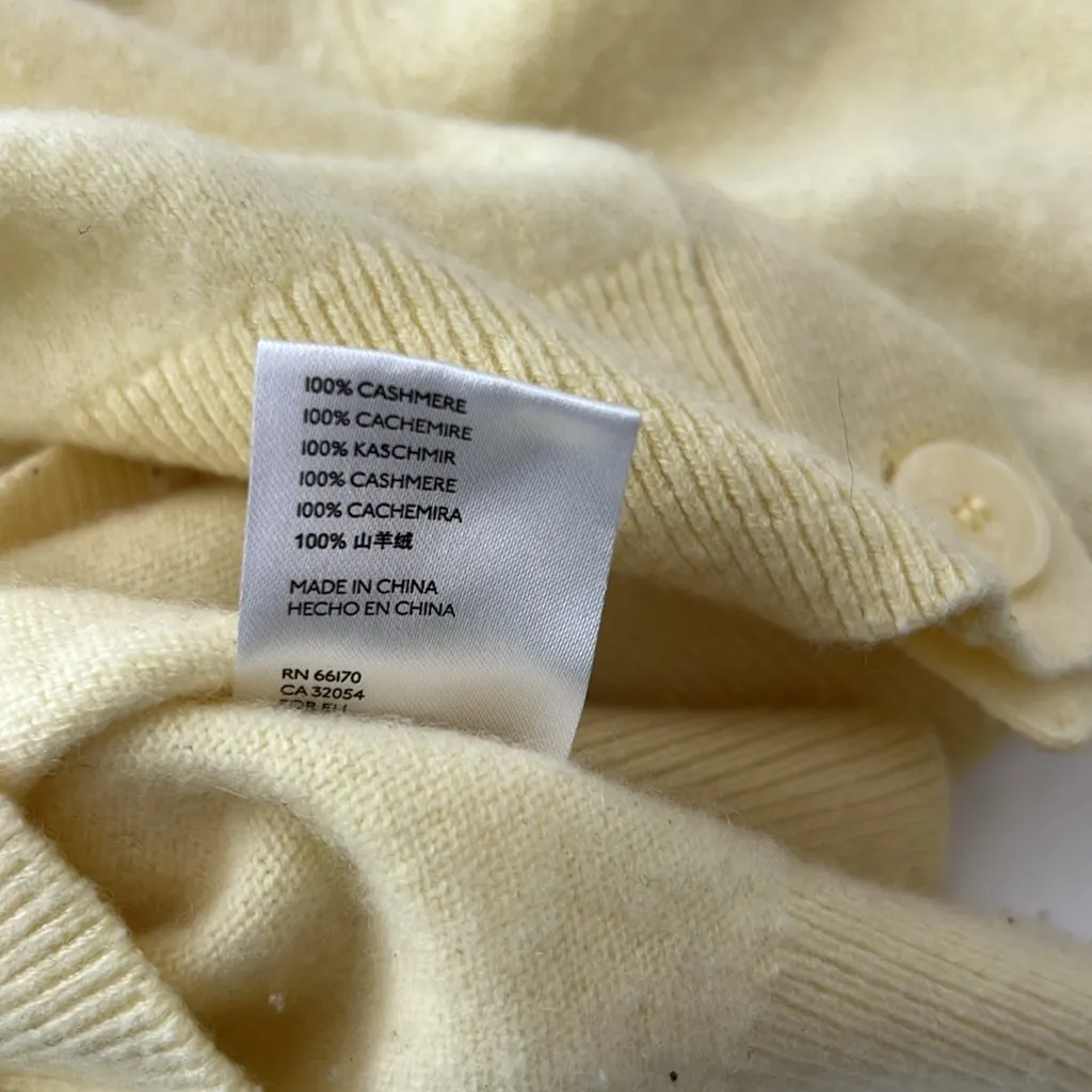 MAEVE Anthropologie 100% Cashmere Butter Yellow Short Sleeve Cardigan Sweater XS - Image 5