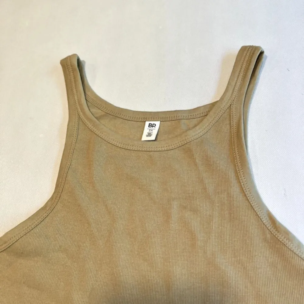 BP Womens 3X Tank‎ Top High Neck Sleeveless Casual Knit Ribbed Sand - Image 5