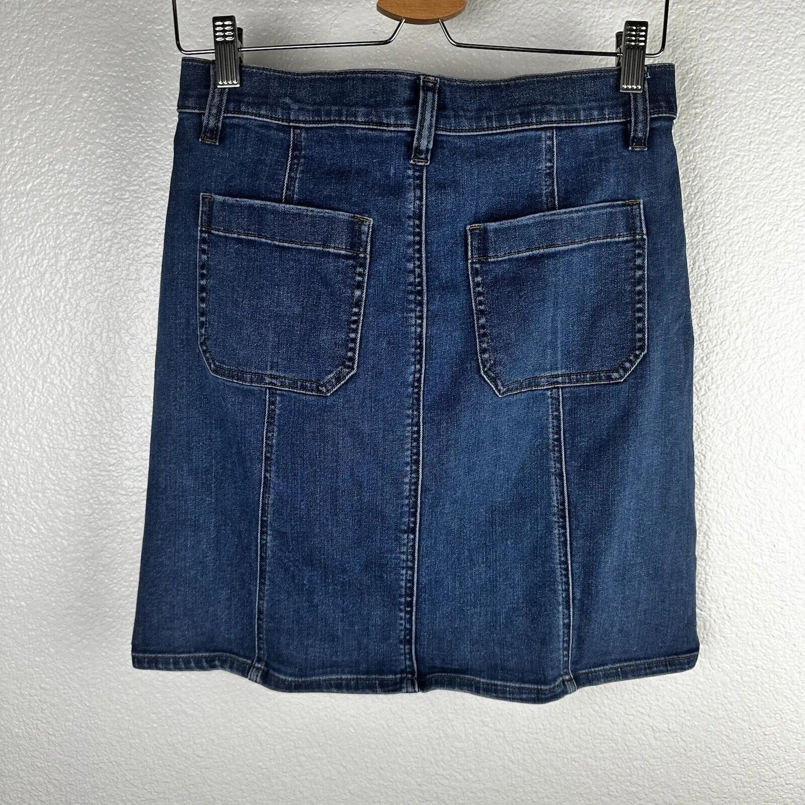 J Crew Factory Women's Button Front Denim Skirt Knee Length Blue Size 4 - Image 2