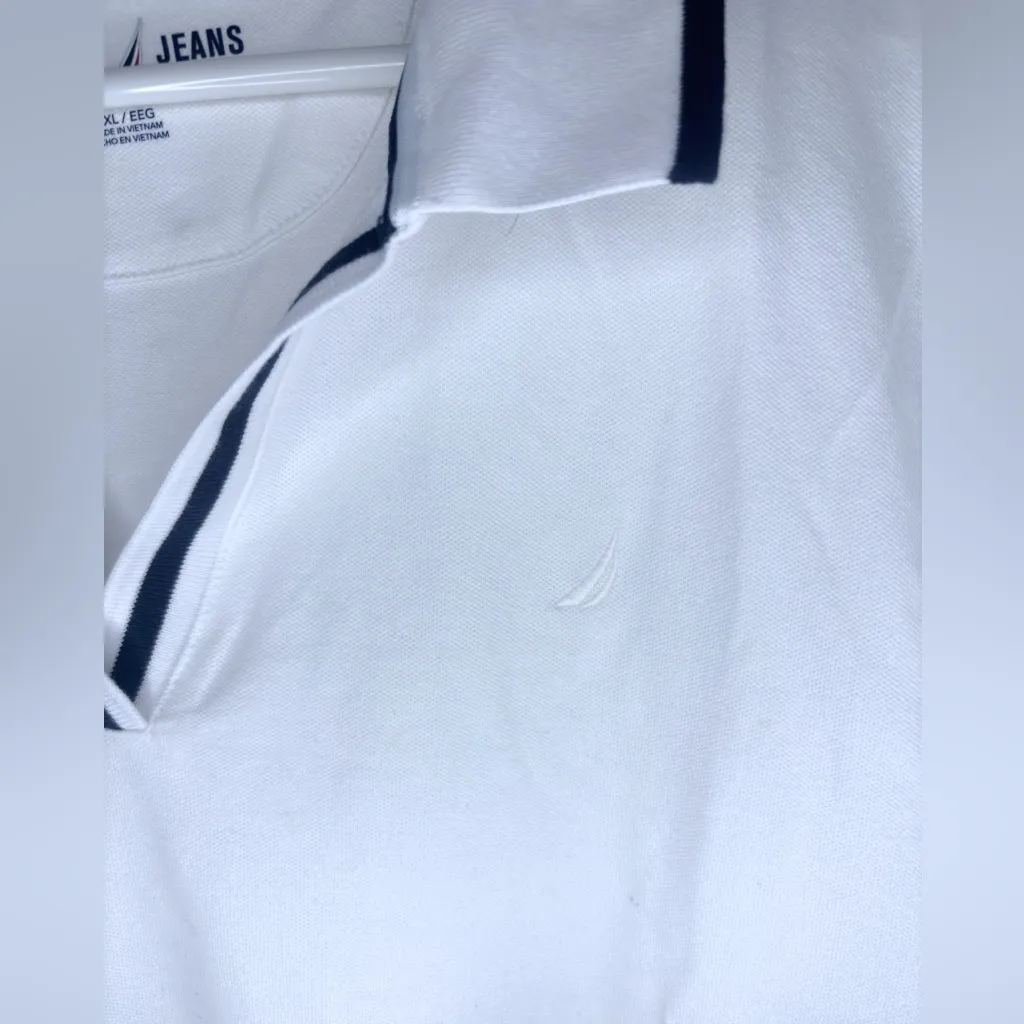 NAUTICA JEANS Women’s White Striped Collared Golf Polo - Image 4