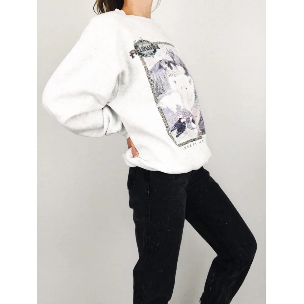 Vintage American Wilderness Crewneck Sweatshirt | Size L Gray Size L - Image 8