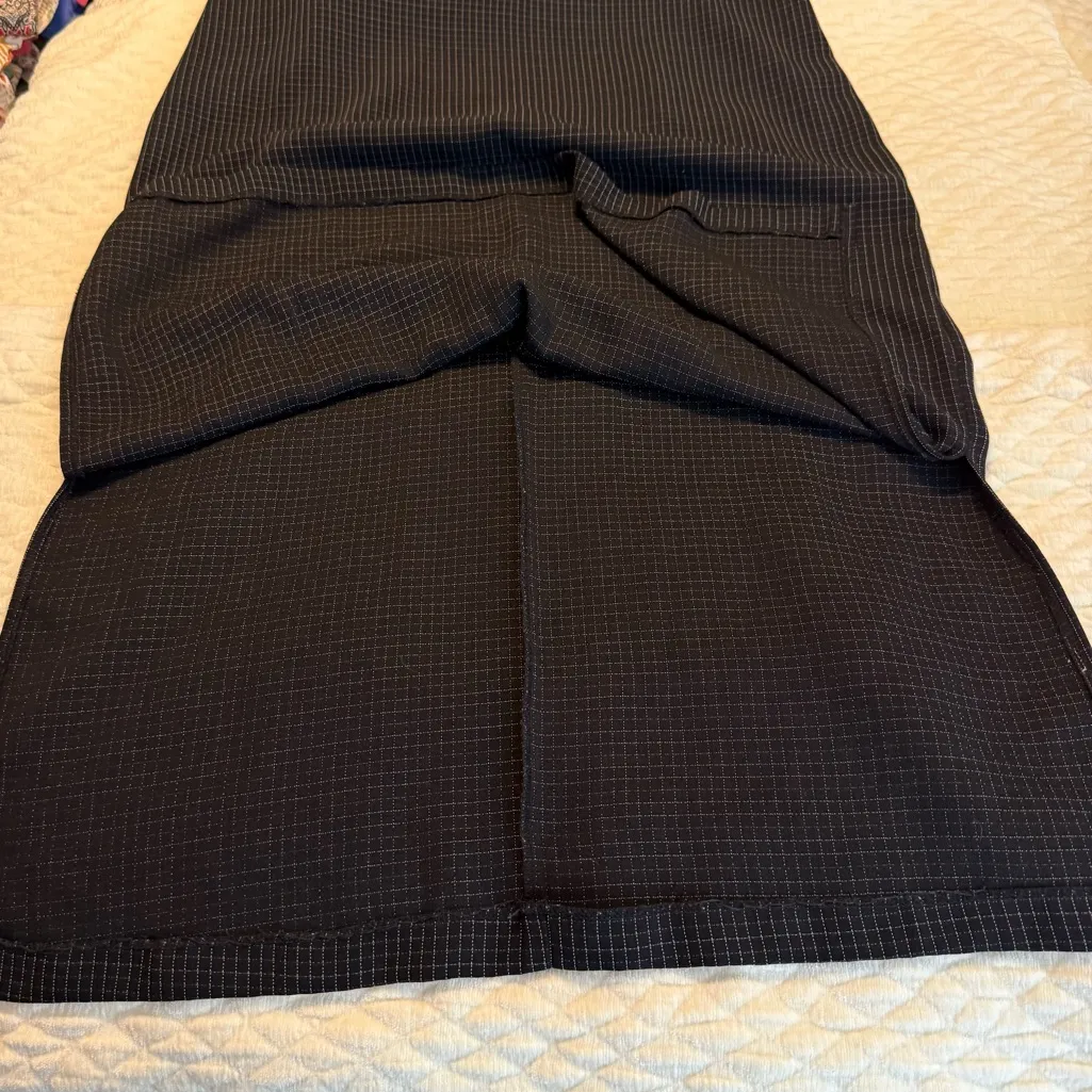 Vintage Long 51” Dress Side Slits Grid Pattern NO SIZE tag Sleeveless Jumper Black Size L - Image 12