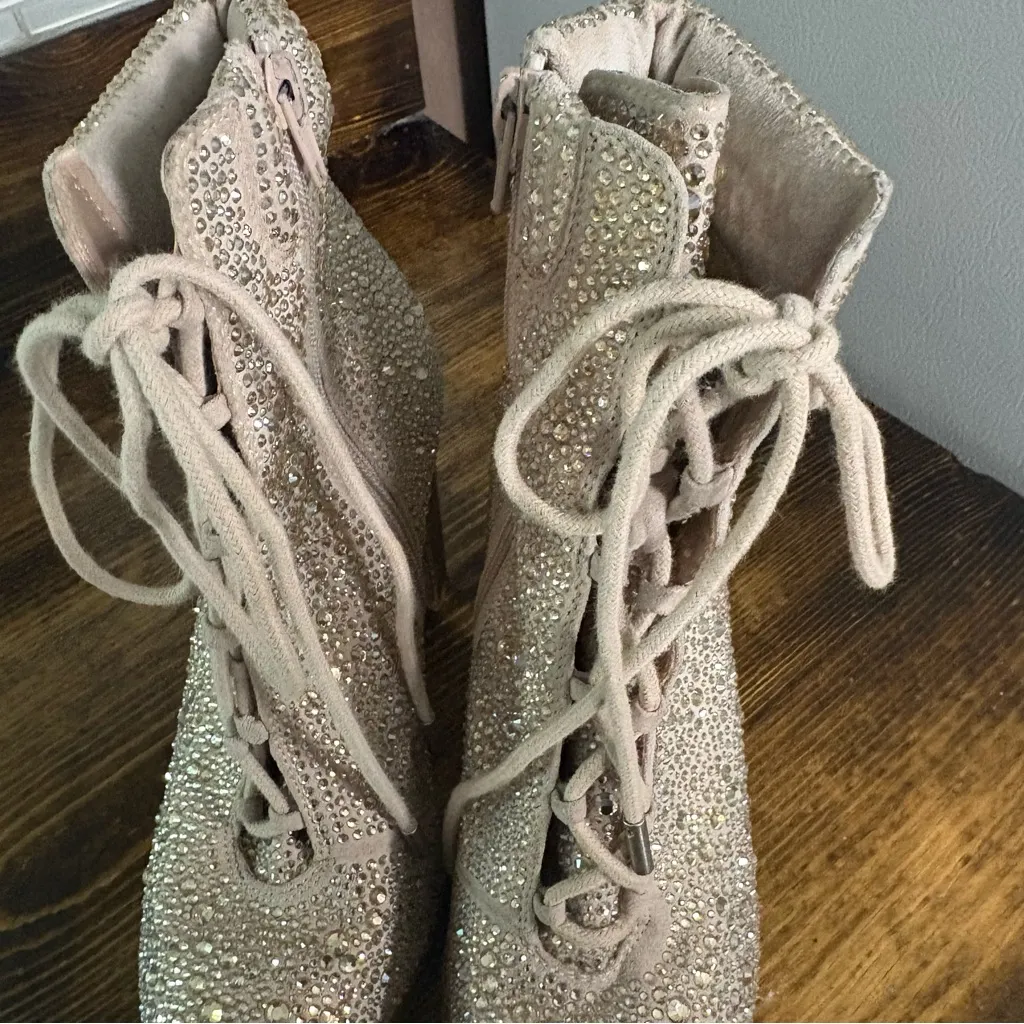 Steve Madden‎ Illisa Rhinestone Lace Up Booties Size 7.5 - Image 3