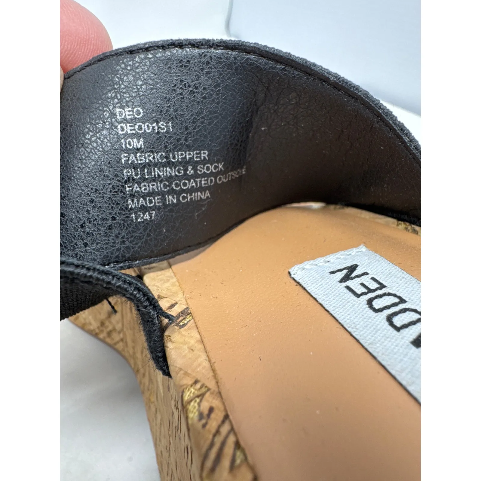 STEVE MADDEN Women's Cork platform Wedge Sandal Slip On Size 10M Black - Image 9