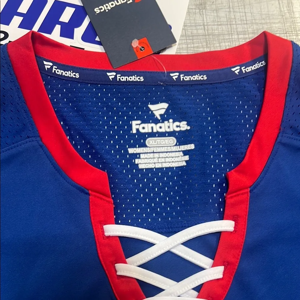 Blue Fanatics Sports Jersey with Red and White Accents - Image 4
