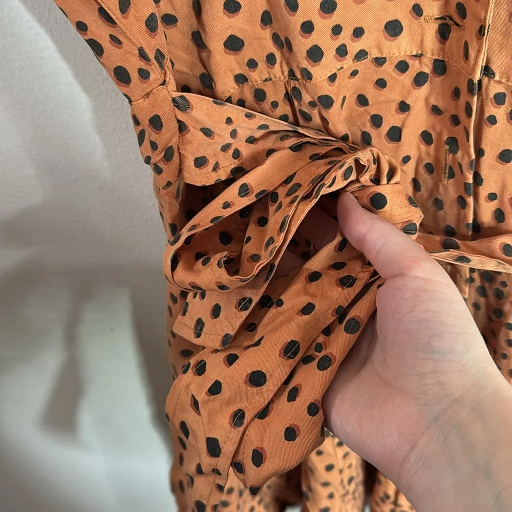 Marine Layer Camila Mini Dress in Abstract Cheetah Print Pockets rust /Black M - Image 9