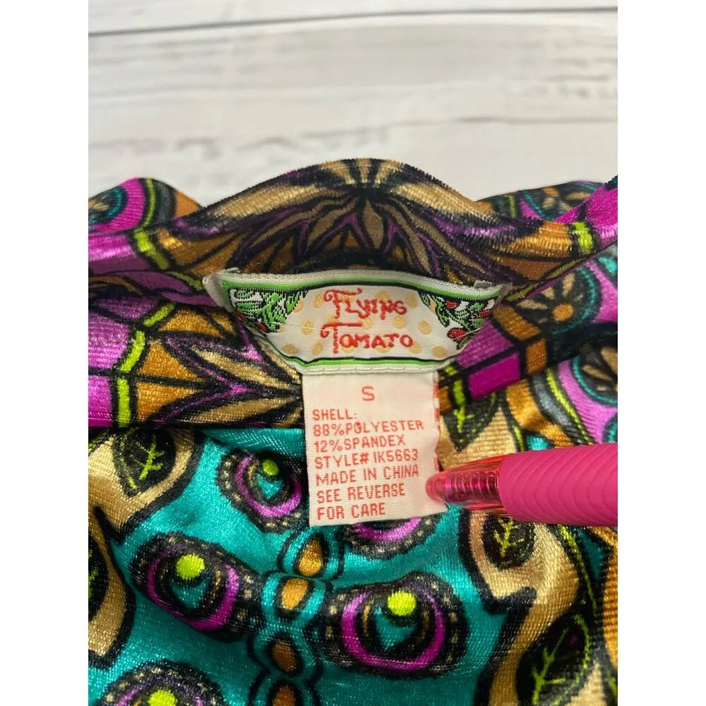 Flying Tomato Velour Bodycon Skirt Women S Boho Retro Knee Stretch Art To Wear - Image 3