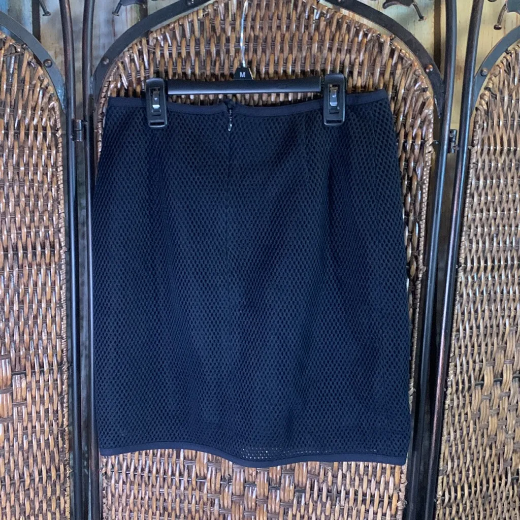 Akris Punto  Black Skirt with Mesh Overlay Size 4 - Image 3