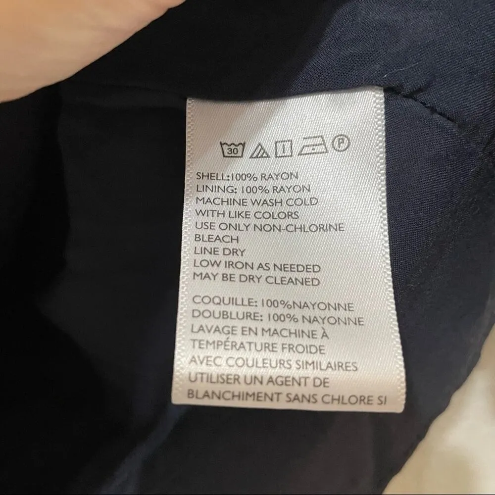 Ecote Navy Blue Floral Bell Sleeve Mini Shift Dress Womens S Dark Moody Fall - Image 4