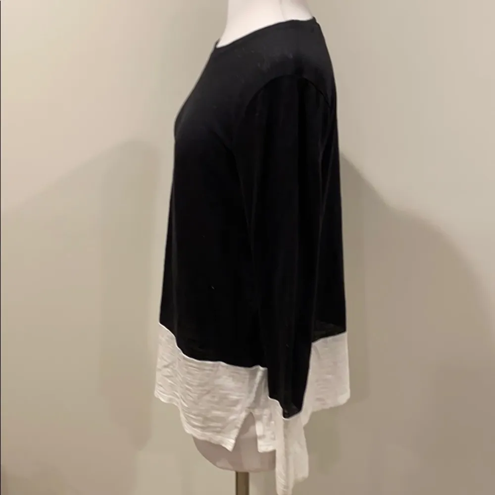 Vince Navy White Colorblock Long Sleeve Tee - Image 3