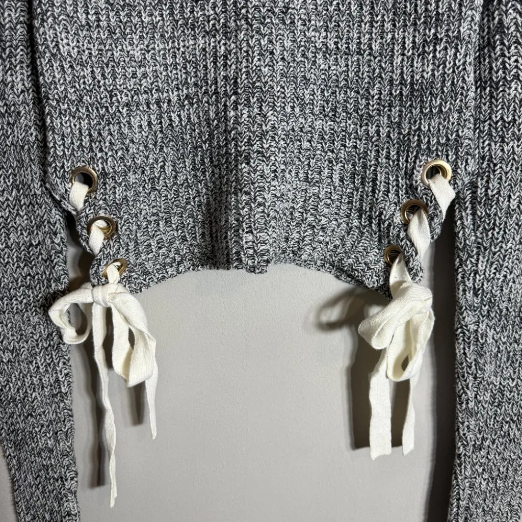 Vintage Guess Y2K Lace Up Crewneck Sweater Pullover Women's Small Gray Retro 00s - Image 7