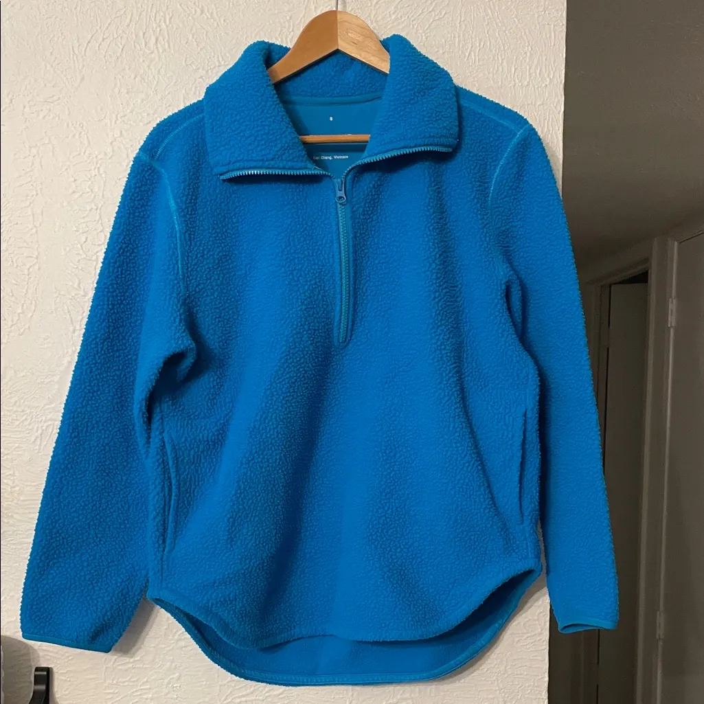 Everlane Blue Pullover The ReNew Fleece Half-Zip Size Small - Image 2