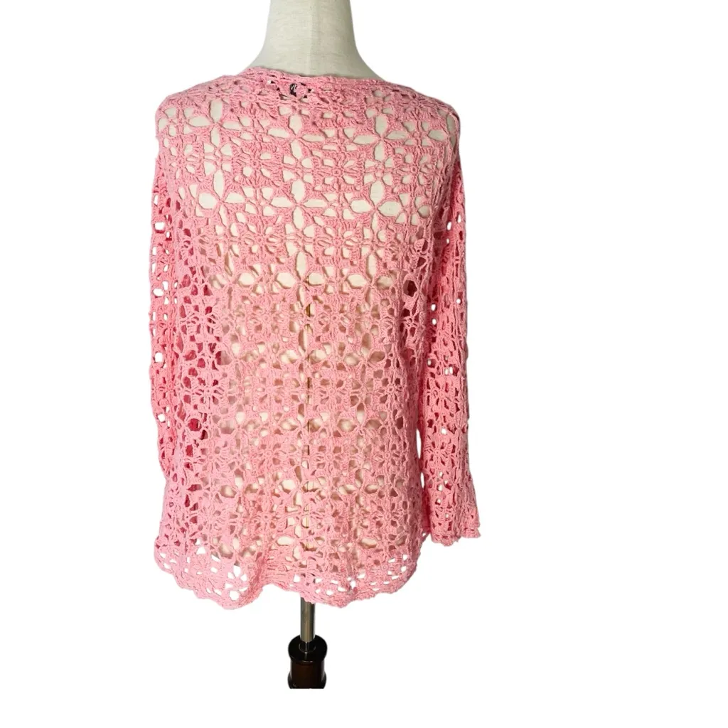 VINTAGE 90s CHADWICKS Crochet Cardigan - Image 4