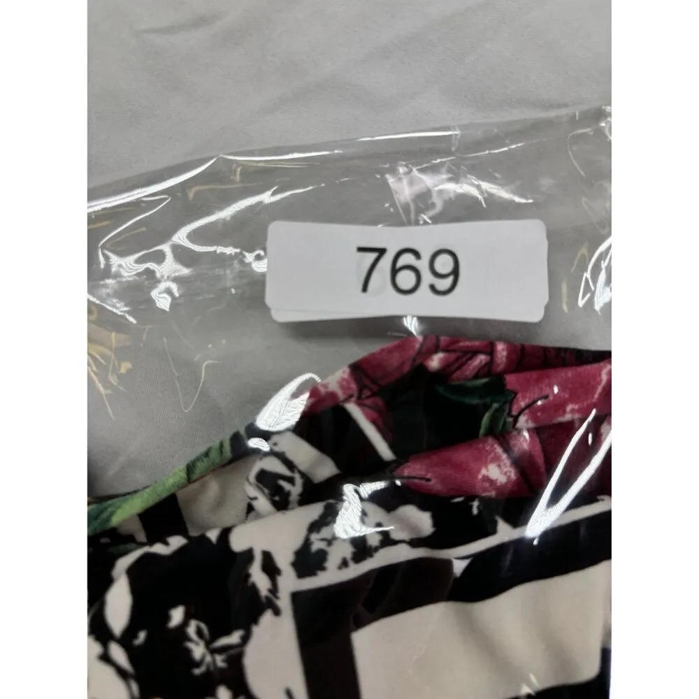 Melissa Paige Floral Print Tunic Top Womens  L V-Neck Stretch Casual w/ Necklace - Image 9