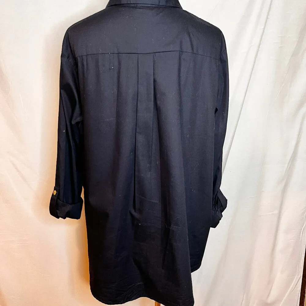 Anne Klein Navy Blue Tunic SZ XL Lagenlook Normcore, Classic Modest Cottage Core - Image 6