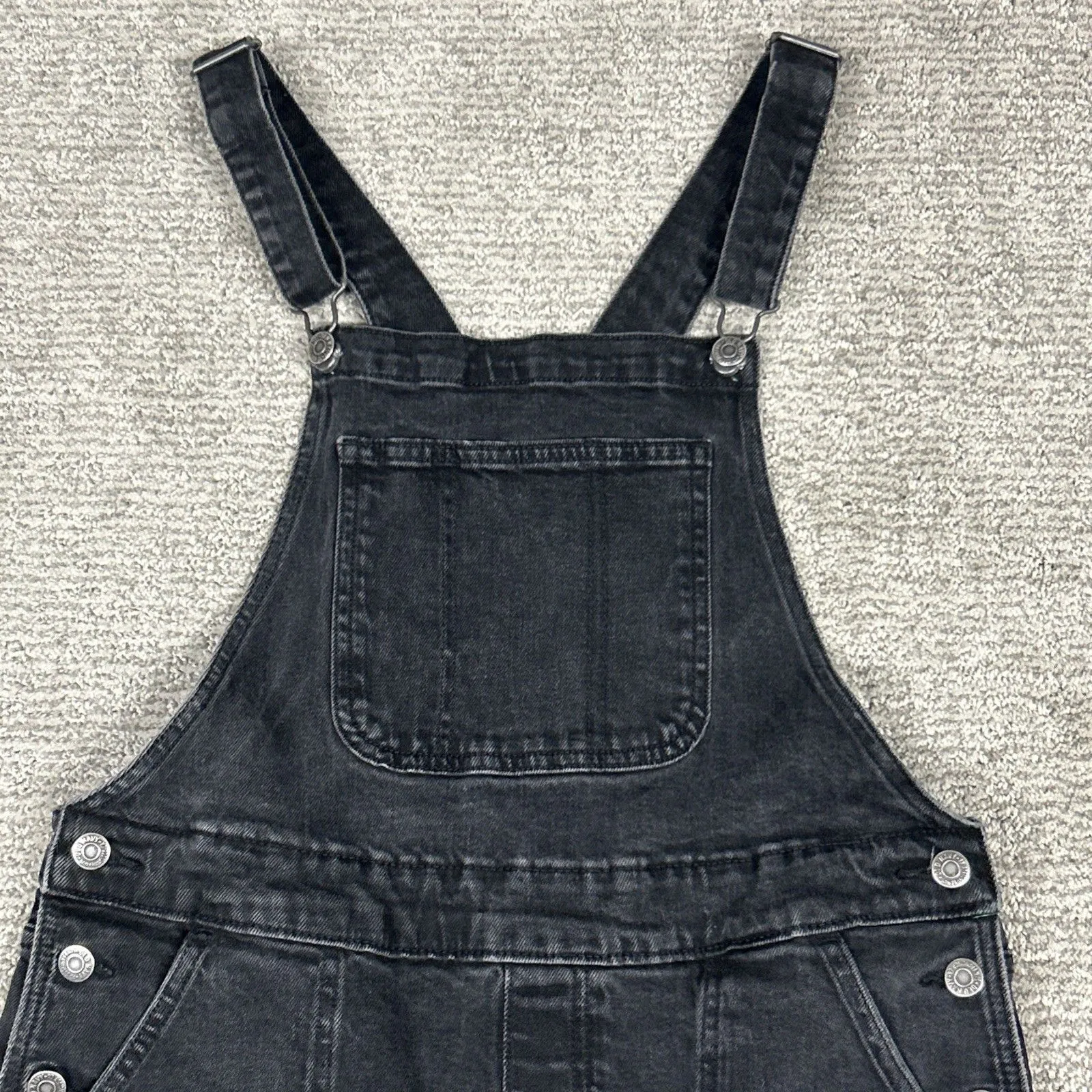 Old Navy Overalls Womens 12 Black Jeans Denim Bibs Relaxed Adjustable Cotton - Image 3