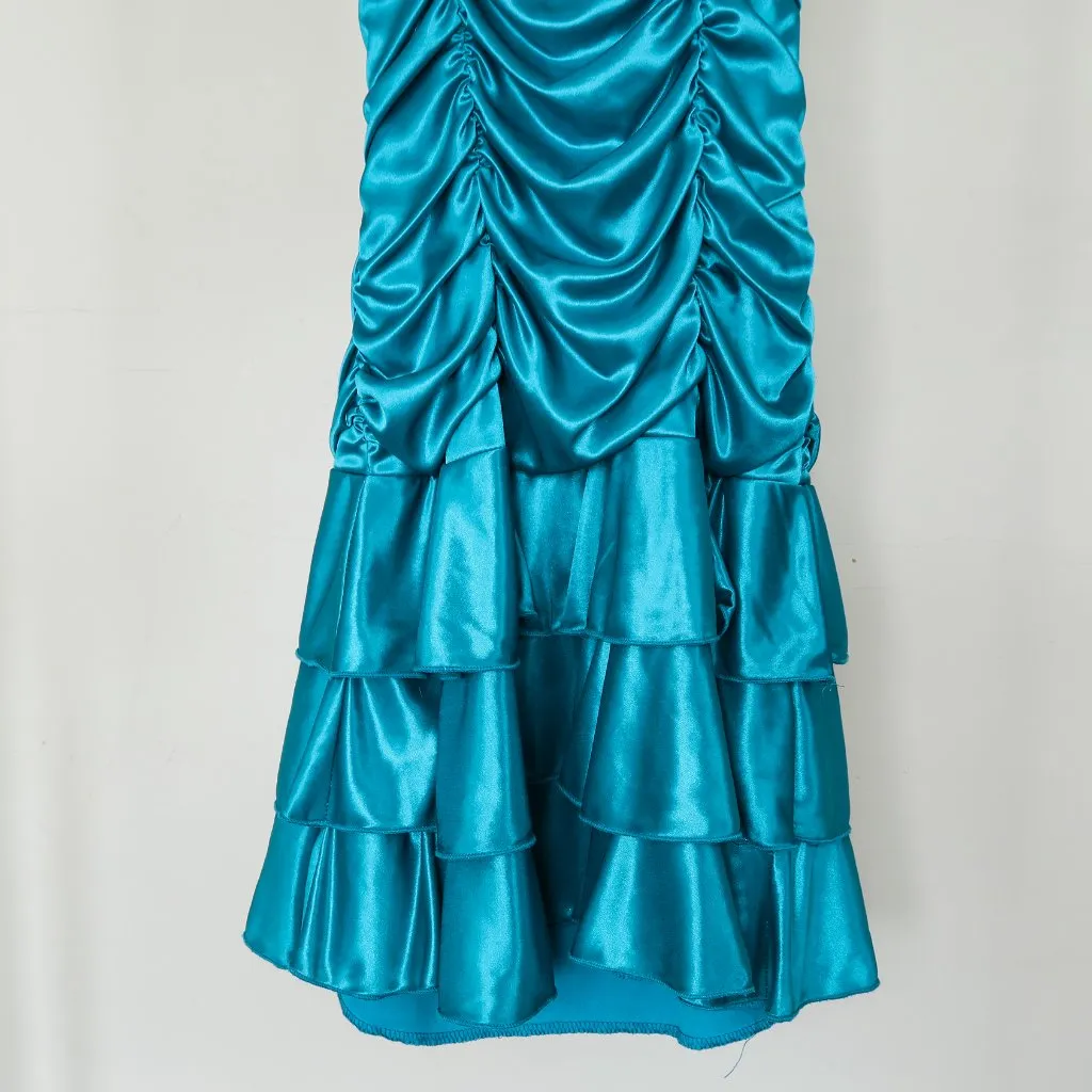 Vintage Y2K XOXO Teal Ruched Halter Dress - Image 6