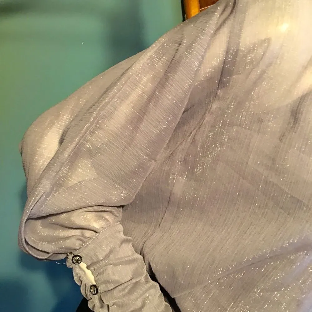 Grey metallic lavender Chiffon 2 in 1 Blouse - Image 9