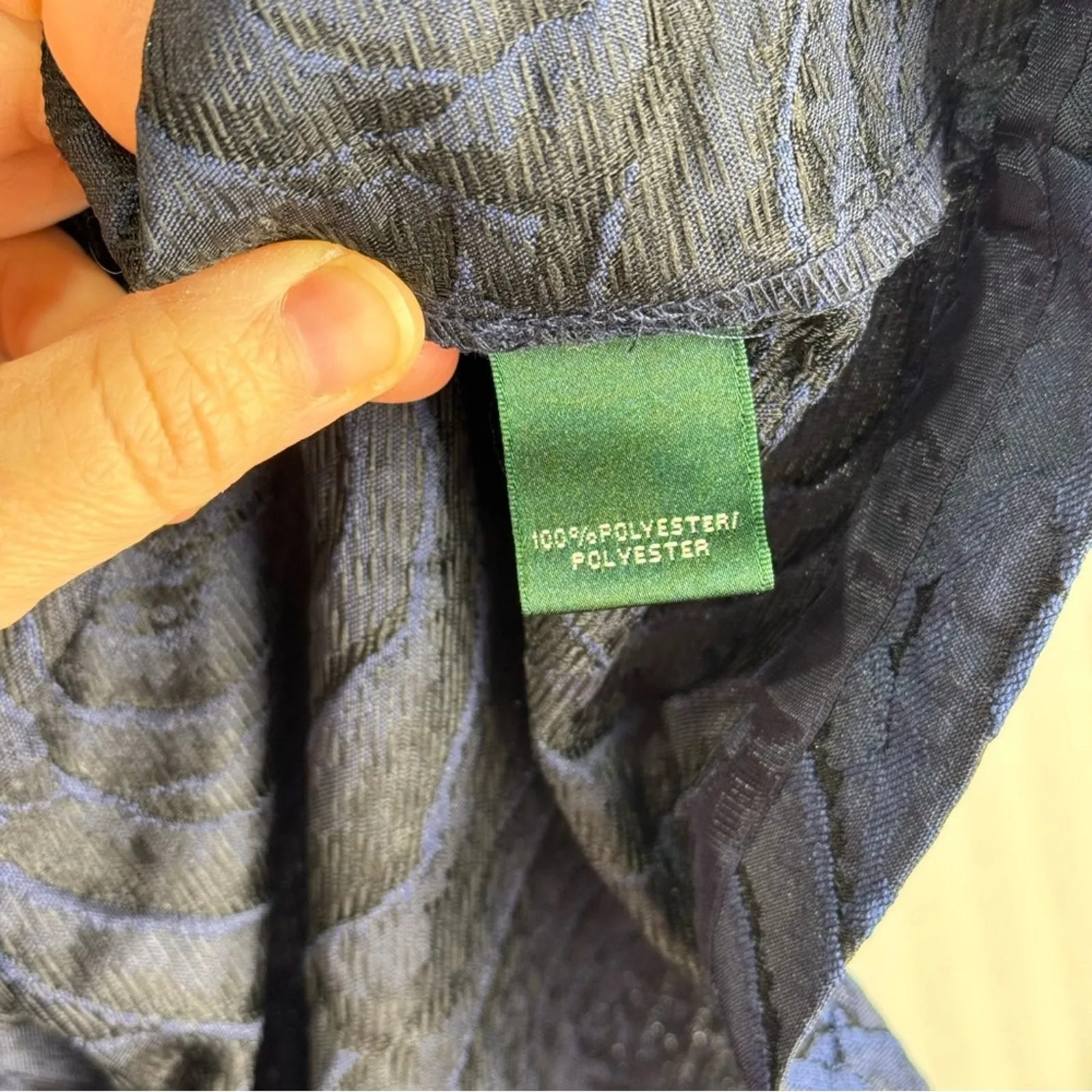 Ralph Lauren Fit & Flare Navy Blue Rose Jacquard Sleeveless Dress Size 8 Modest - Image 4