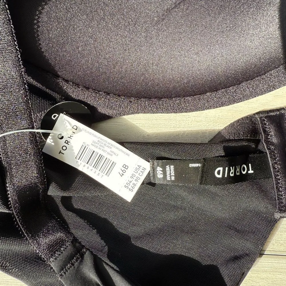 Torrid XO Plunge Push-Up Bra Black 46B NWT - Image 5
