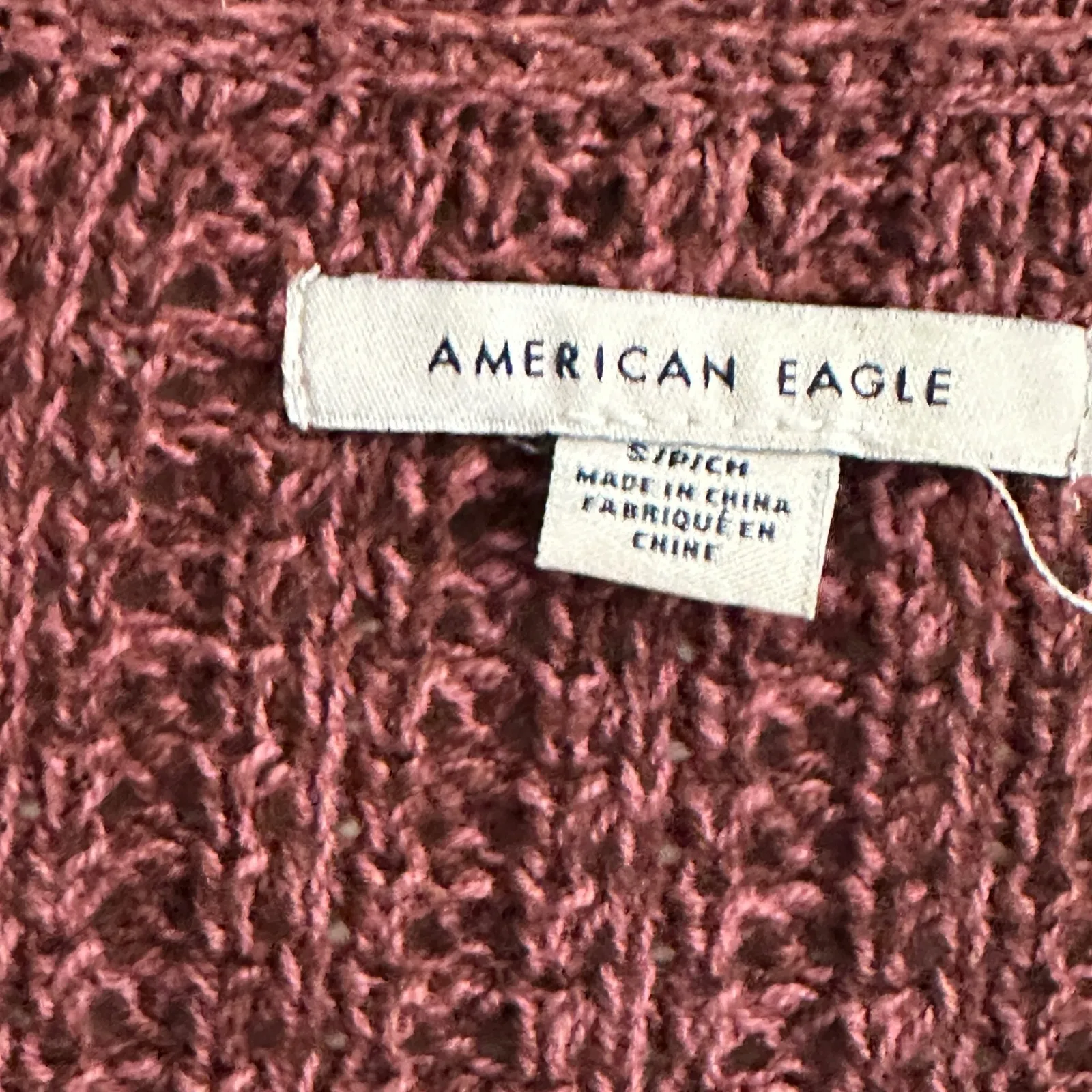 American Eagle Cardigan Burgundy Knit Button Front Long Sleeve Women Small Red - Image 6