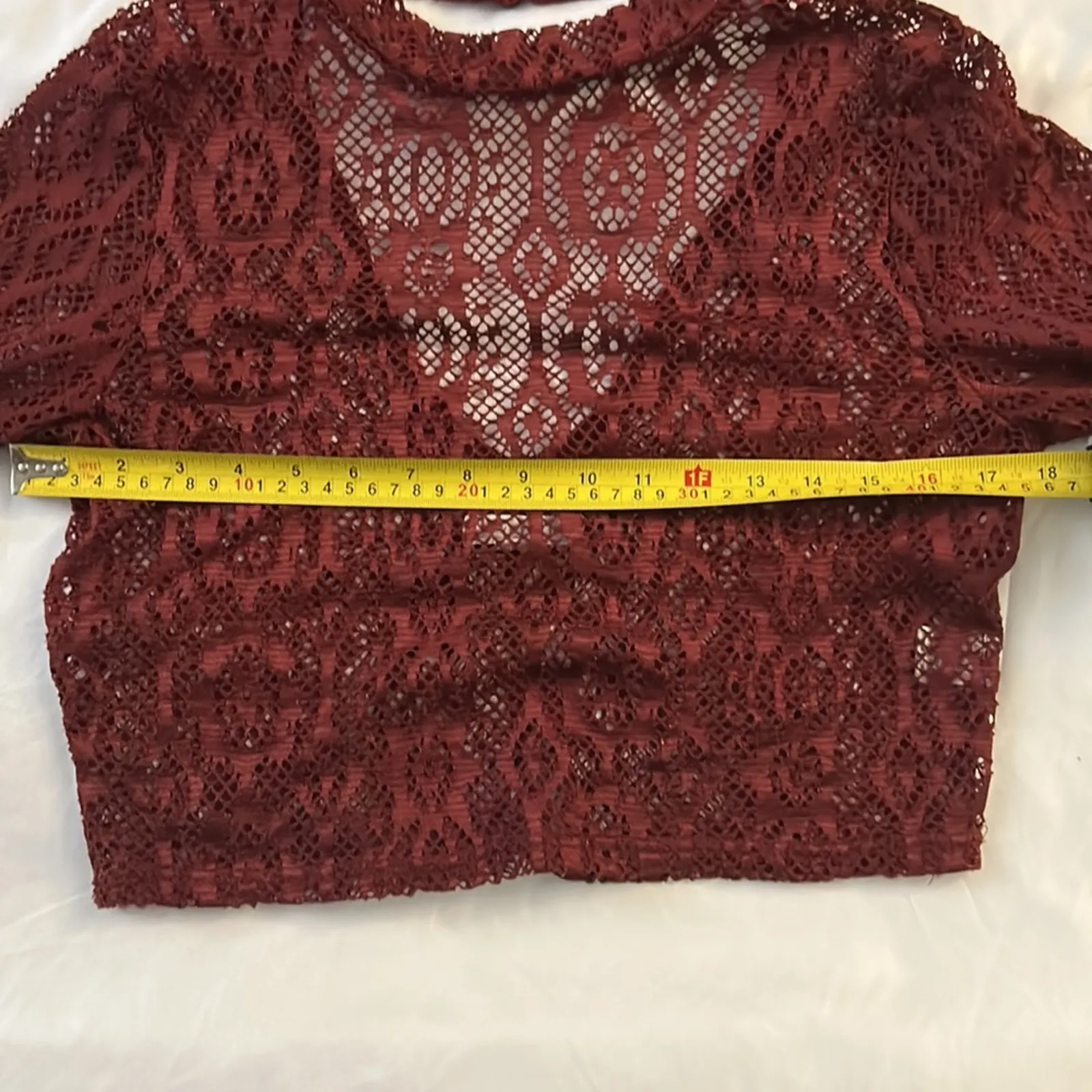 Love Riche Long Sleeve Maroon Lace Top M Coquette Girl Bohemian Punk Rocker Goth - Image 7