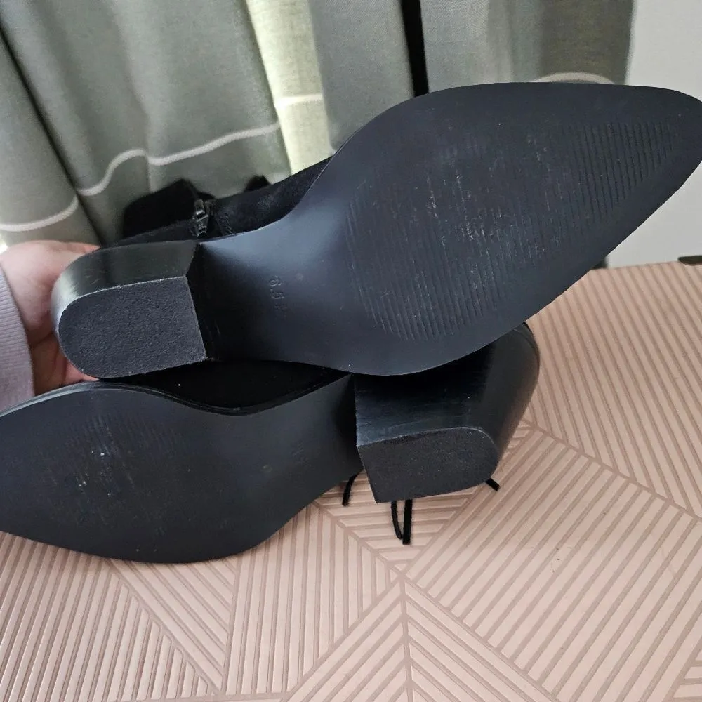 Coconuts by Matisse Booties Ankle Fringe Jane Black Suede Heeled Boots Casual - Image 9