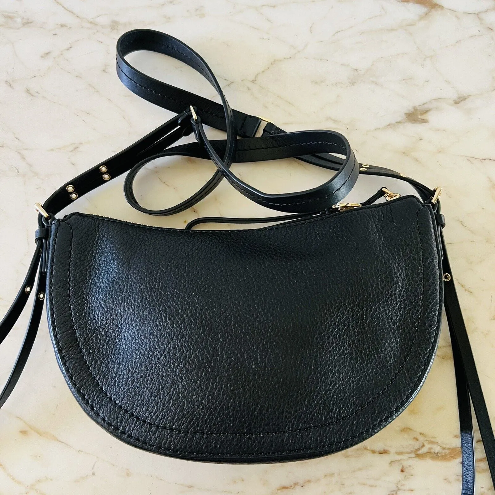 MICHAEL KORS Camden Solid Black Leather Small Messenger Crossbody Bag - Image 5