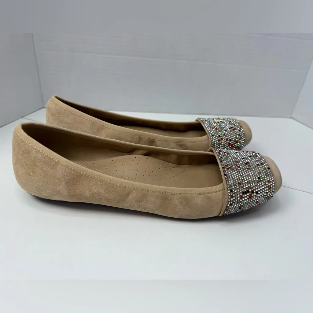 VANELI NABILIA Tan Suede
MultiColor Rhinestone Crystal
Band Flats size 9W - Image 3
