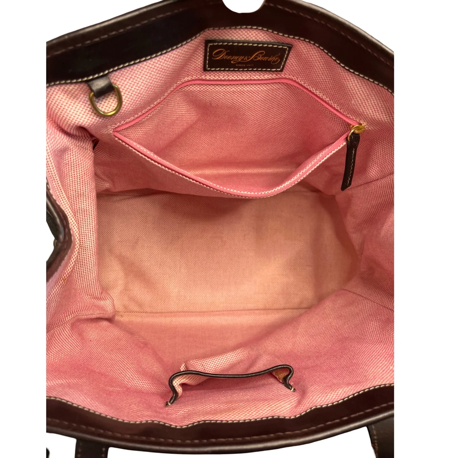 Dooney & Bourke Giraffe Print Coated Canvas Leather Trim Tote Bag Pink Lining - Image 7