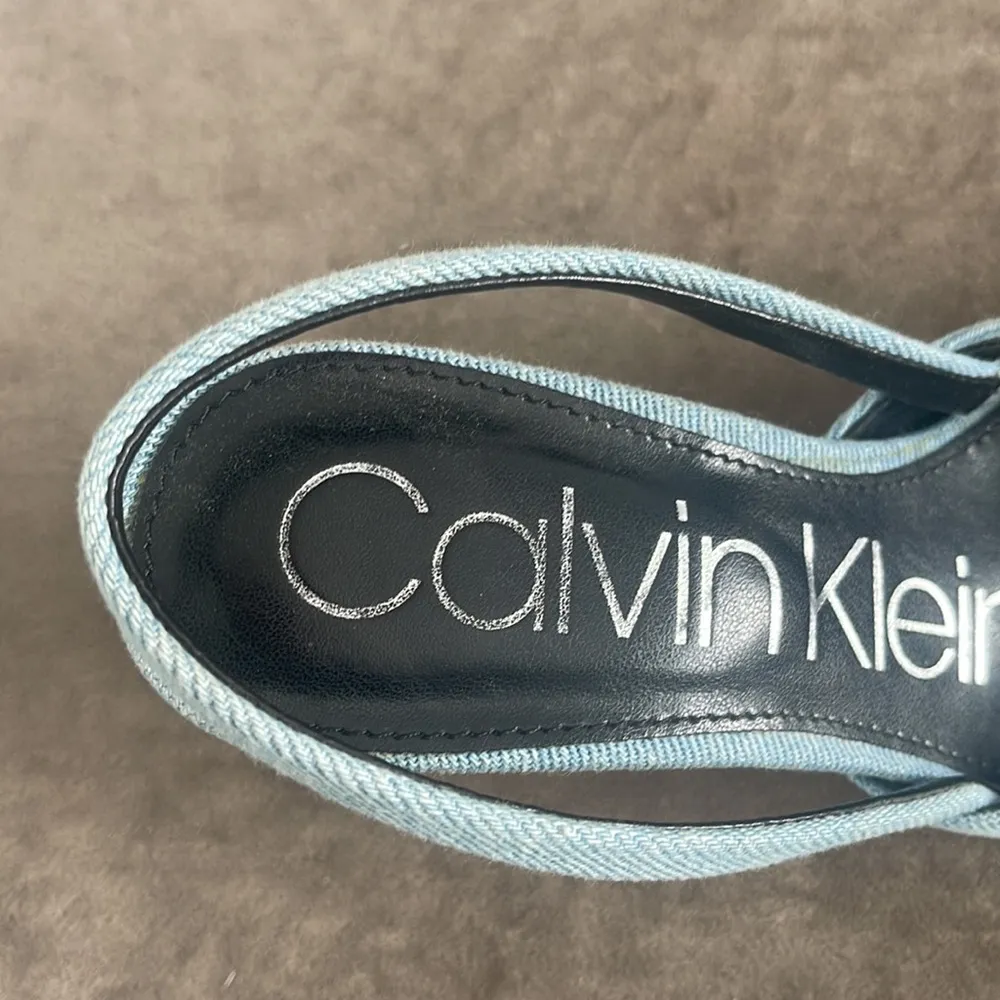 Calvin Klein Coreta Pump sling back. 3 in heel. Color- light denim Size- 5 - Image 4